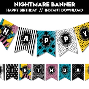 Nightmare Halloween Christmas banner | Party Decor NBC Bunting happy birthday party Favors |  Halloween Decorations flag | instant download