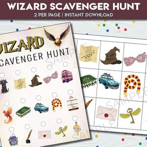 Wizard Scavenger Hunt Checklist game | Magic School Party Game Tricky Treasure Hunt | Wizarding world Activity birthday | Instant Download