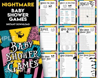 Nightmare Halloween Christmas Baby Shower Games set bundle | The Price is Right Games Bundle | Printable Activities NBC | instant download