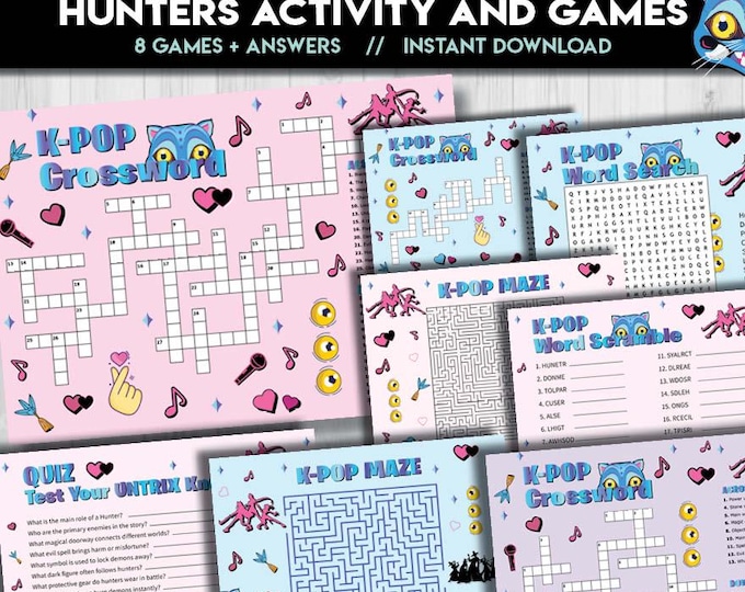 Anime Hunters Printable Activity Game | Party K Pop Printable Birthday ...