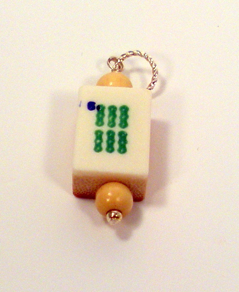Mah Jong Pendant Mahjong Necklace Bamboo And Bone Image 0