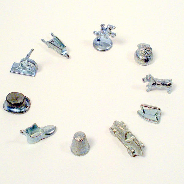 Upcycled Monopoly Game Pieces, Charms Pendant/Necklace/Keychain/Phone Charm, Recycled Pewter Game Pieces