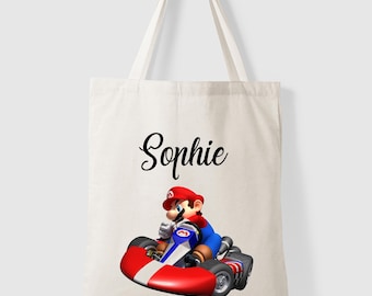 Tote Bag, Customizable School Bag, Mario Birthday Gift