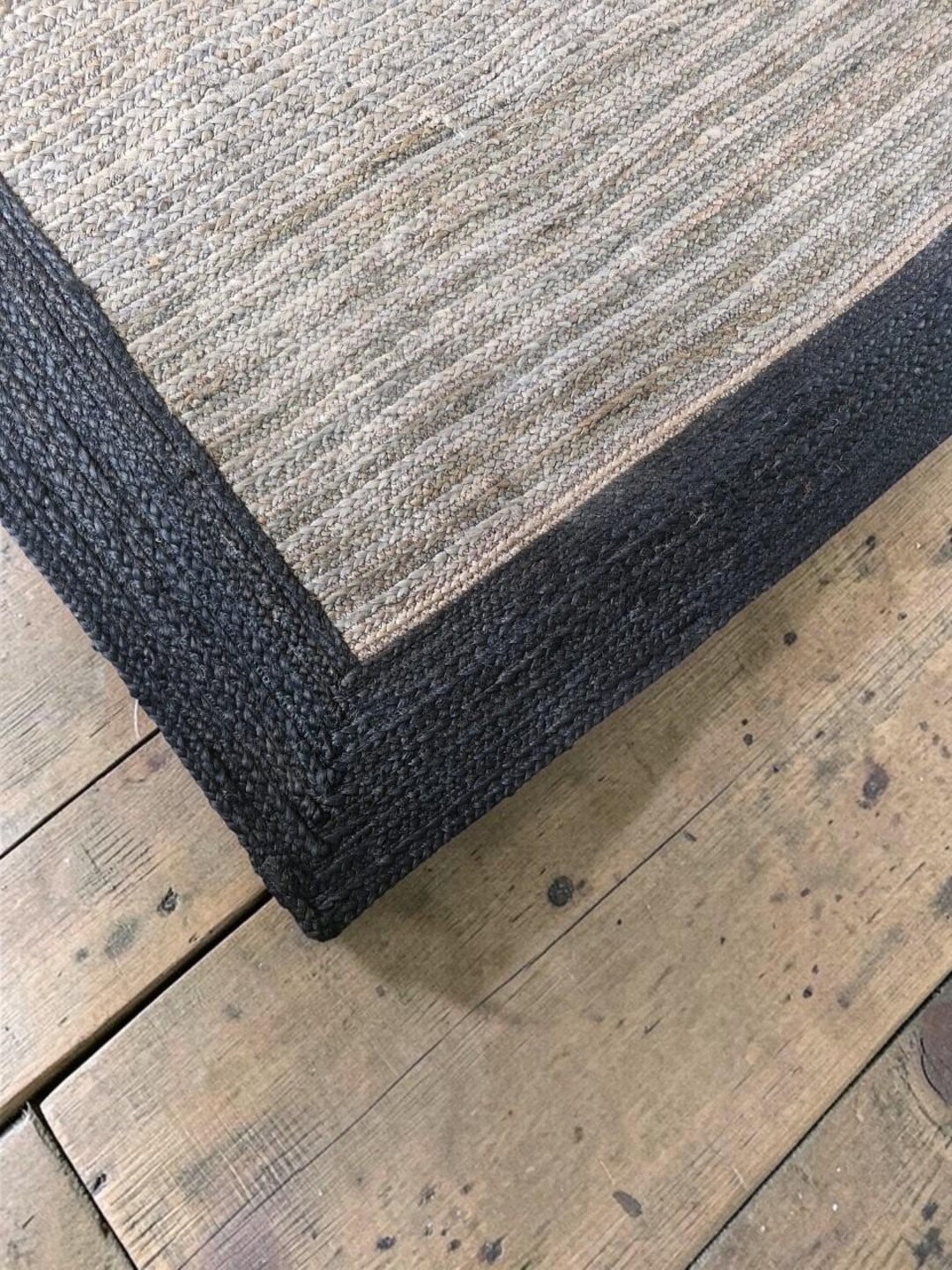 Natural Border Rug Handwoven Jute Rug With Black Border – Natural Rustic Area Rug – Eco ...