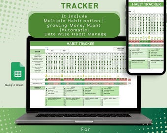 Digital Habit Tracker, Weekly & Monthly Goal Planner (Editable Google Sheets)