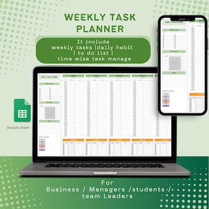 Weekly Task Planner To do list & Productivity Tracker  Google Sheets Template for Time Management and Goal Setting