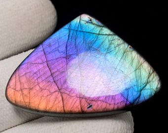Labradorita Natural, Cabujón de Pera, 26x37x5 MM, 37 CTS, Hermoso Cabujón, #A-363