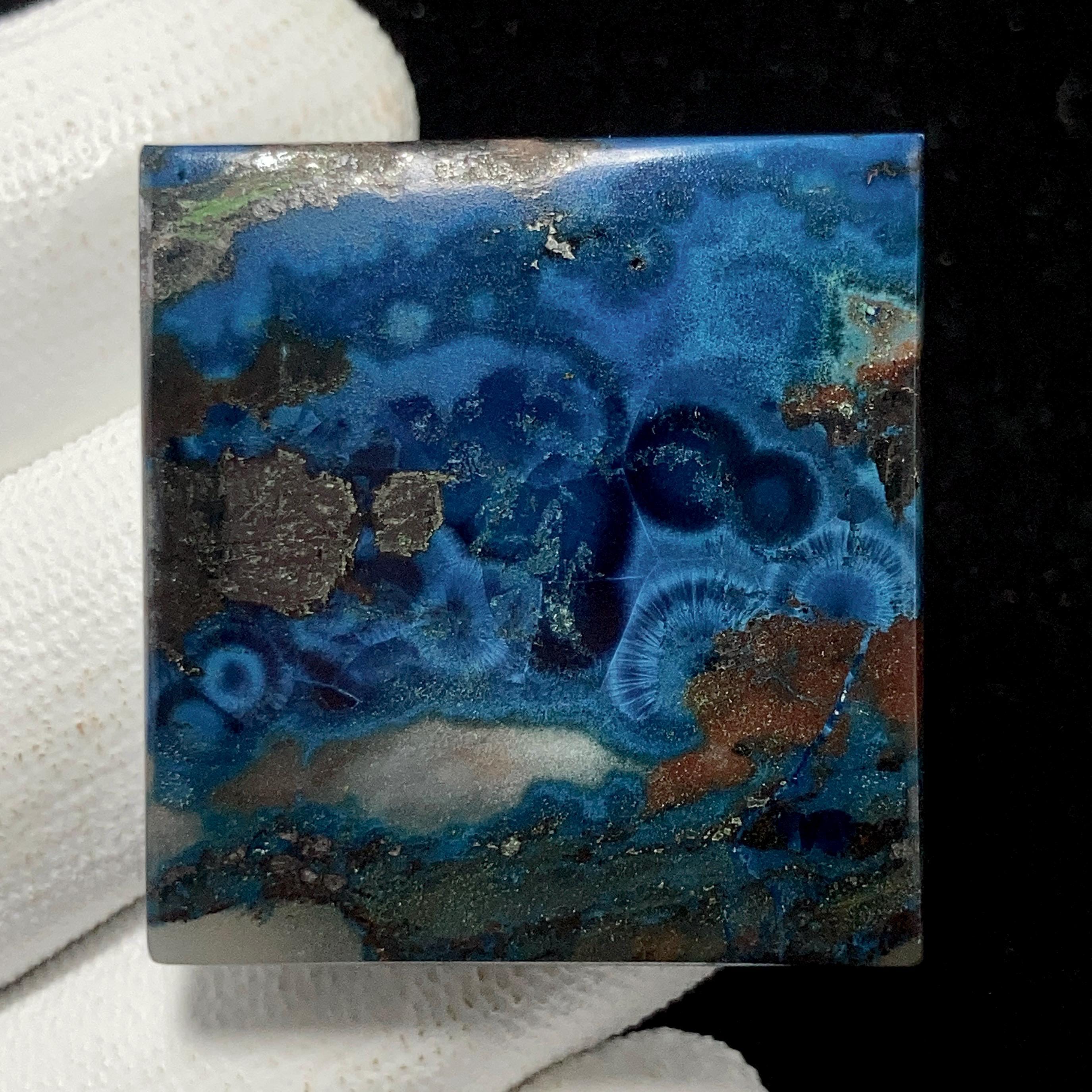 Chalcocite Chrysocolla, Cushion Cabochon, 34x32x6 MM, 91 CTS