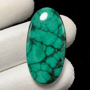 Forest Green Congo Malachite, Oval Cabochon, 33x17x5 MM, 33 CTS, Beautiful Cabochon,#10645