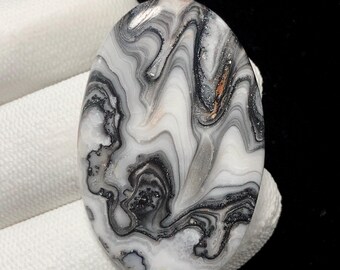 White Buffalo Calcite, Oval Cabochon, 43x28x5 MM, 50 CTS, Beautiful Cabochon,#13763