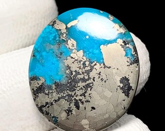 Gem Quality! Morenci  Turquoise, Oval Cabochon, 23x20x4 MM, 27 CTS,Beautiful Cabochon,#A-1853
