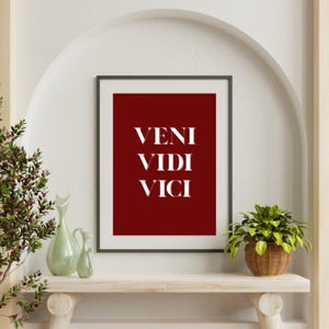 Veni Vidi Vici Wall Art Print | Motivational Latin Quote Poster | Minimalist Typography Home Decor