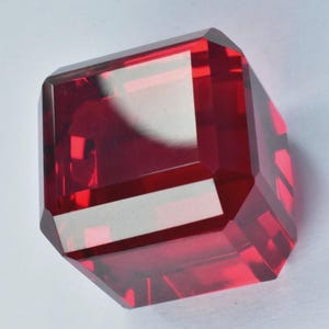 Cube Cut 49.40 Ct Loose Gemstone Lab Created Blood Red Ruby Loose gemstone | Perfect for Making Jewelry | Gift For Her & Him, Free Delivery