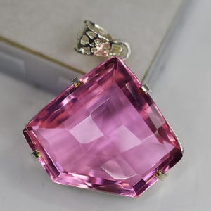 Beautiful Fancy Pink Topaz Pendant With Chain 103 Ct 925 Sterling Silver Natural Gemstone Certified Best Wedding Gift For Her Free Delivery