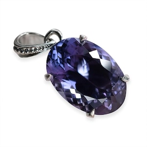 Colgante de alejandrita natural de talla ovalada con cambio de color de 35,20 ct con certificación | Plata de ley 925 | Regalo de joyería