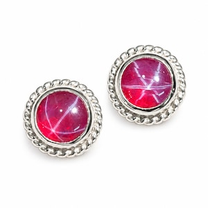 Elegant 6 Rays Earring Star Ruby, 20 Ct Red Ruby Stud Earring, 925 Sterling Silver Earring, Natural Ruby Earring, High Valuable Ruby Earring