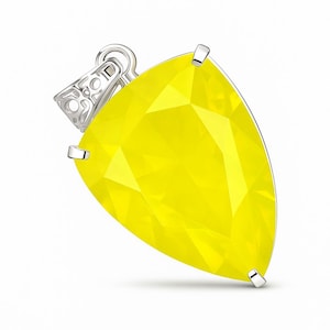 Natural Yellow Fancy 76.20 Ct Opal Cut Certified Pendant 925 Sterling Silver  Best Gift For Her Birthday, Free Delivery & Gift Included.