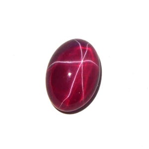 Natürlicher Roter Sternrubin, 8 ct, Cabochon, Ovalform | 6-strahlig, Ringgröße, loser Edelstein, zertifiziert, Lavendel-Rubinperlen Geschenk