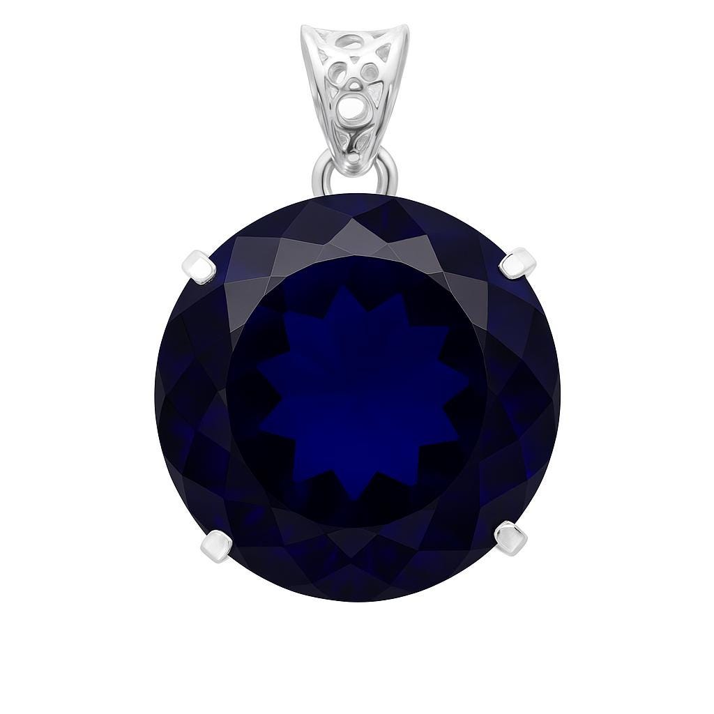 Ciondolo Disco In Argento 925 Con Zircone Bianco – Taglio Tondo 1/1 Ct (Solo Ciondolo)