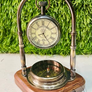 Antique Maritime Nautical Style Personalise Desk Stand Analog Clock Office Desk Decorative Clock Vintage Design Clock Solid Brass Clock
