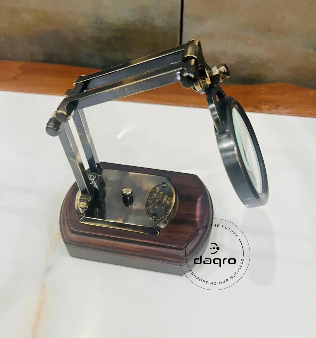 Vintage Brass Adjustable Magnifier Harmonica - Glass Brass and Wood ...