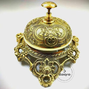 Ornate Brass Hotel Counter Bell Desk Bell for Hotels Décor Solid Brass Hotel Counter Bell , Officer Call Bell