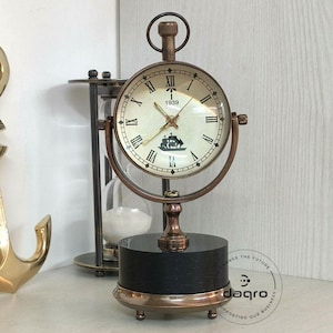 Antique Brass Desk Clock Mechanical Vintage Table Top Decorative Gift Handmade Maritime Desk And Table Clock Mechnical Key Work Clock