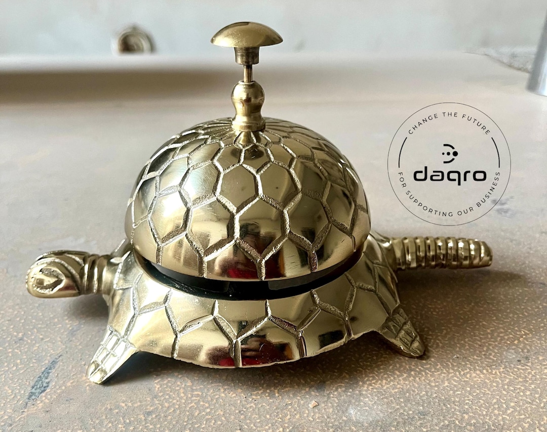 真鍮製トータスデスクベル：華やかなホテルカウンターベル、4.5インチ