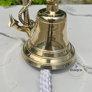 Engraved Brass Anchor Bell: Nautical Maritime Decor, 6&quot;