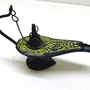 Brass Aladdin Oil Lamp Burner - Genie Lamp Collectible - Aladdin Chirag Valentines Day Gifts, Birthday, Party Decoration Anchor Brass Lamp