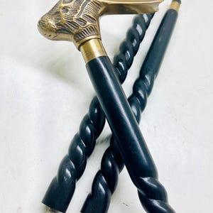 Handgefertigte Messing Gehstock mit Hasengriff: Eleganter Massivholzstock