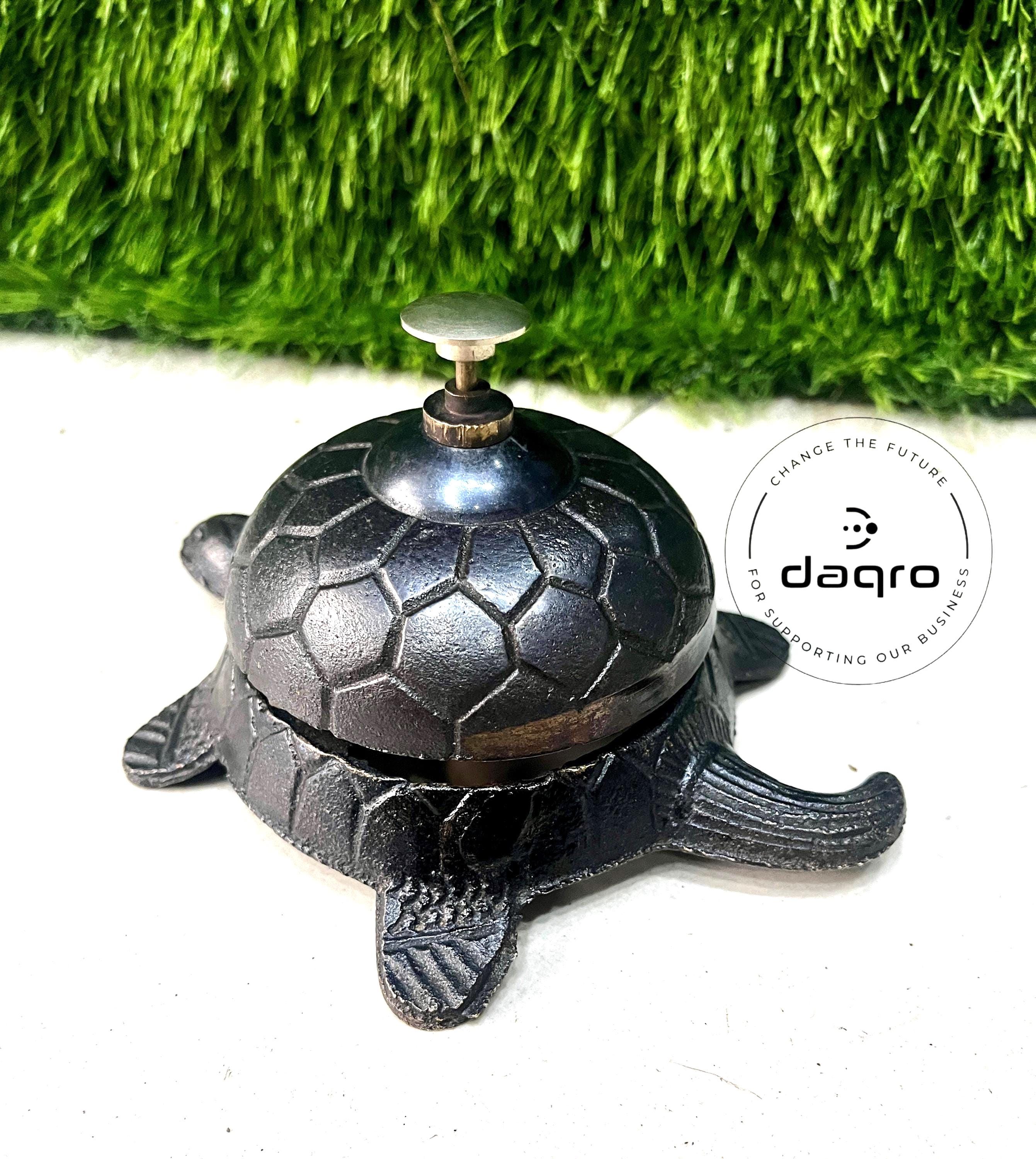 kameページ 真鍮製トータスデスクベル：華やかなホテルカウンターベル、4.5インチ