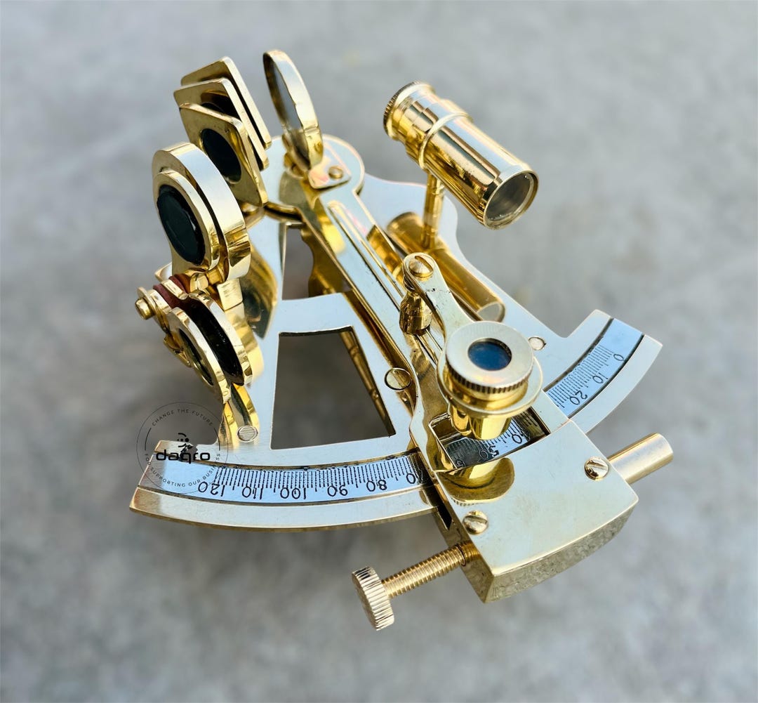 Shipboard Navigation Instrument Image Antique Brass Sextant - Personalised Navigational Tool for Astronomy ...