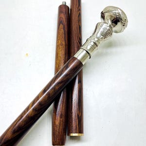 Handmade Victorian Style Brass Walking Cane - 36 inch Wooden Stick