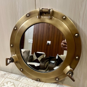 Antique Brass Finish Port Hole ,Nautical Brass Finish Porthole Window Wall Mirror Maritime Home Decor Gift | Wall Décor -available in 12&quot;in
