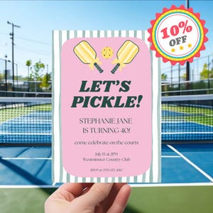Convite de aniversário de Pickleball | Modelo editável do Canva | Convite para festa de Pickleball | Cartão de aniversário de Pickleball