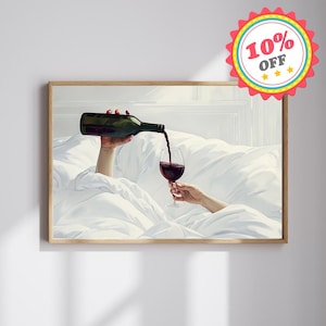 Luxurious Red Wine Pour Digital Wall Art Print | Stylish Bedroom Decor | Instant Download | Feminine Bar Cart Art | Gift for Wine Lovers