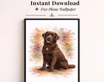Lámina decorativa de Labrador para imprimir, póster de perro para descargar, lámina de perro Labrador, decoración neutra para perros, arte de pared para mascotas, descarga instantánea