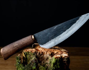 Handgeschmiedetes vietnamesisches Kochmesser – Carbonstahl Klinge, Holzgriff, rustikaler Look – Unikat für Küche & Outdoor