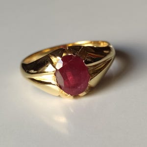 Men’s Garnet Engagement Ring | 14K Solid Yellow Gold | Natural Garnet Wedding Band, Statement Jewelry, Anniversary Gift for Him, Jewelry