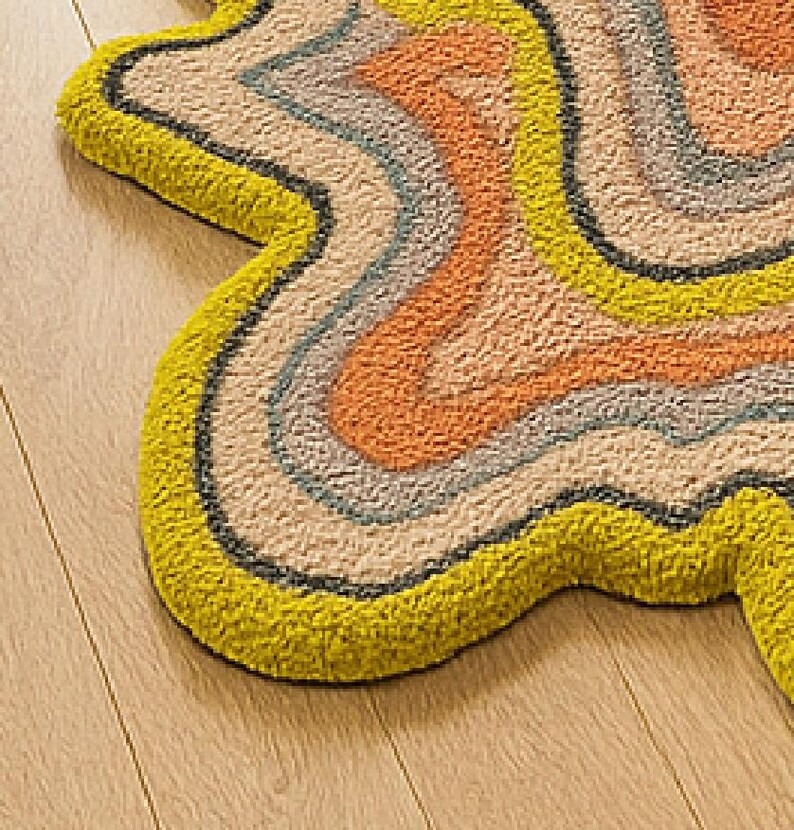 Irregular Shape Earth Tone Geode Abstract Rug for Cozy Modern Spaces ...