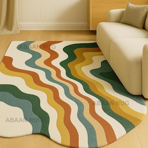 Wave Area Rug – Colorful Abstract Boho Decor for Living Room & Bedroom Decor 6x9 Area Rug.