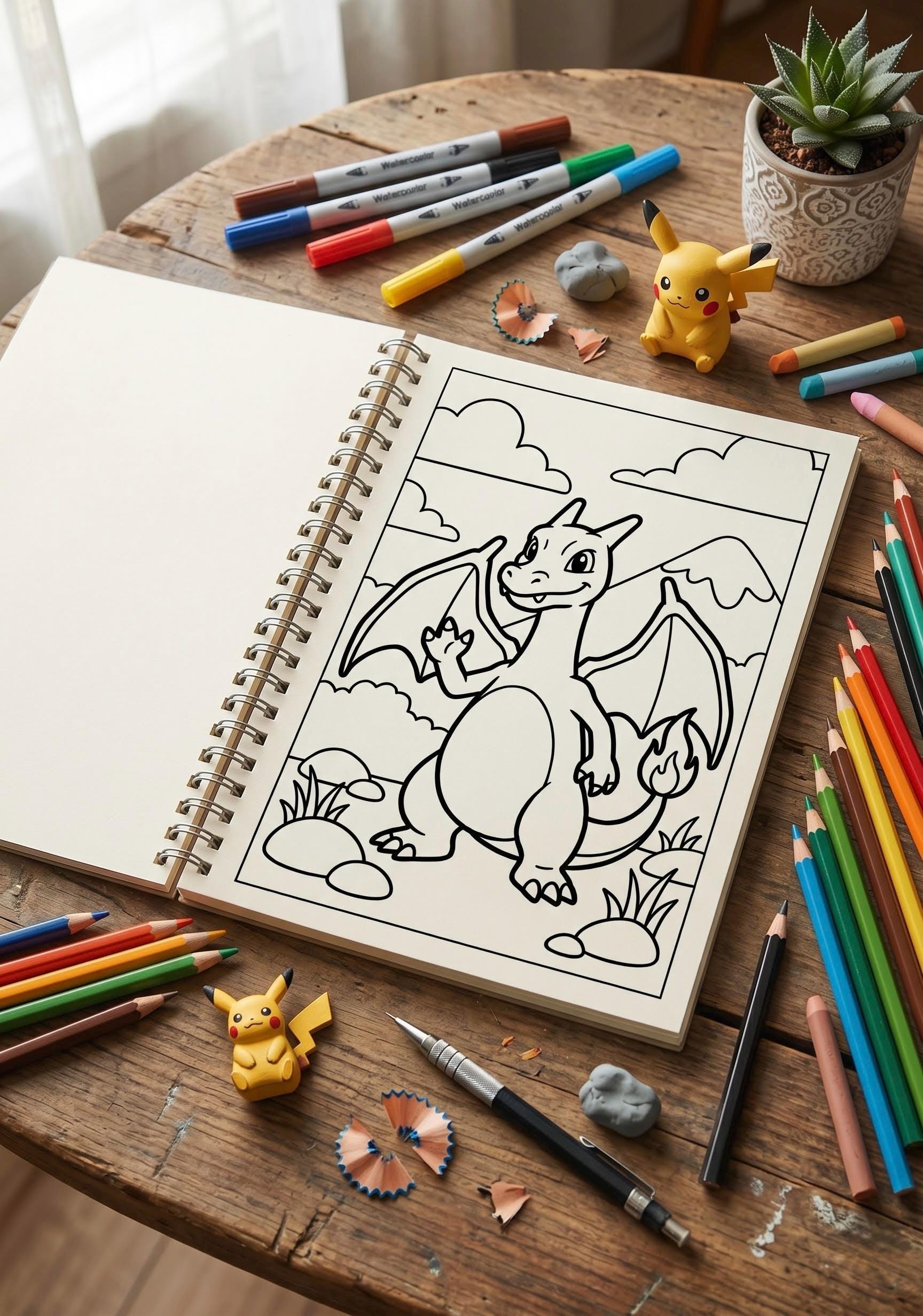 Charizard Coloring Card - Etsy Charizard Coloring Card - Etsy