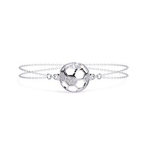 Soccer Bracelet – Gold Chain Bracelet with Diamond Soccer Ball Charm, Sports Jewelry Gift for Women, Football Fan Jewelry