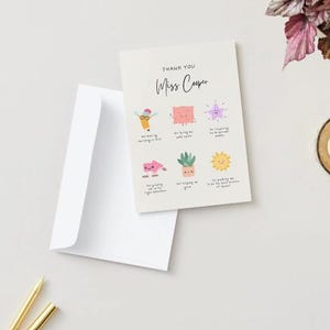 Thank you teacher card. Editable and printable