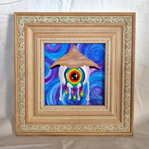 Psychedelic Eye Witch Acrylic Painting: Handmade Boho Halloween Decor