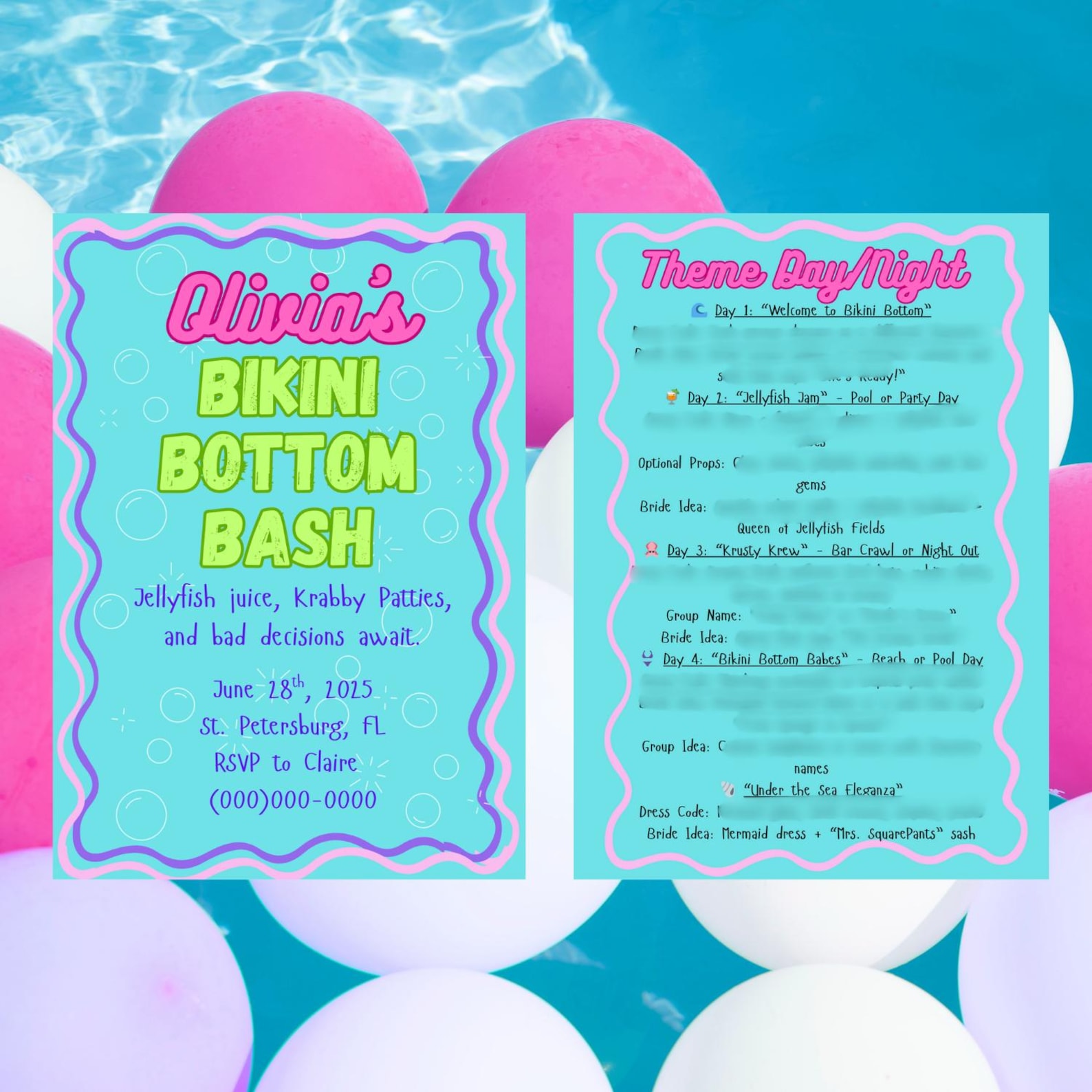 Bikini Bottom Bash Invite and Theme Ideas – Funny Bachelorette Party ...