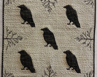 Crows and Trees Miniature Quilt/Wall Hanging