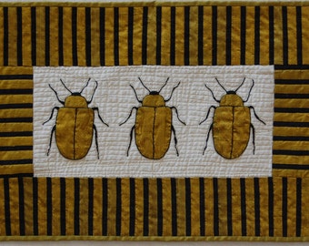 Gold Beetle Silk Wall Hanging