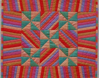 Stripes and Pinwheels Silk Miniaure Quilt